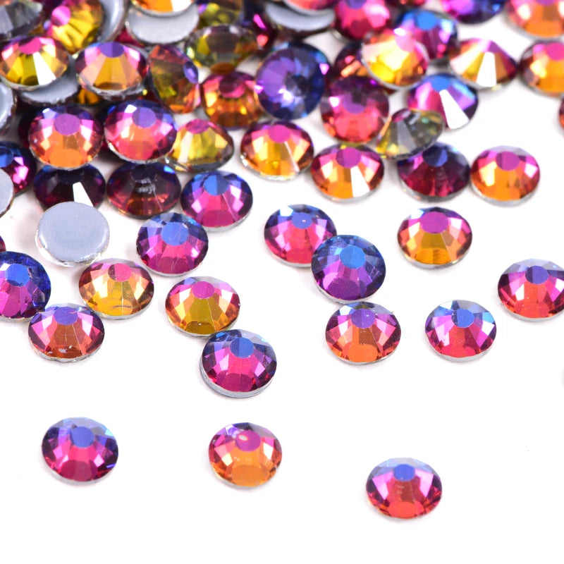 Set de diamantes de imitación de fijación en caliente de 1440 piezas – Piedras de cristal brillante de base plana para decoración de uñas, ropa y manualidades