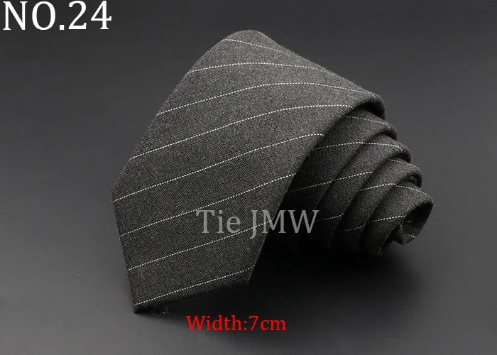 Men's 6cm Handmade Cotton Skinny Plaid Necktie – Slim Striped Grey Tie for Business, Casual & Wedding Wear