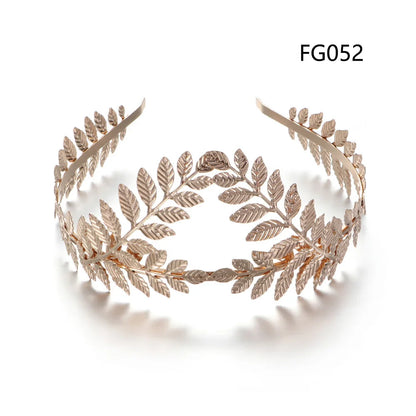 Vintage Gold Leaf Bridal Headband – Roman Greek Goddess Wedding Tiara Crown Hair Accessory for Women