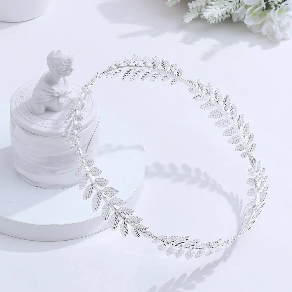 Vintage Gold Leaf Bridal Headband – Roman Greek Goddess Wedding Tiara Crown Hair Accessory for Women