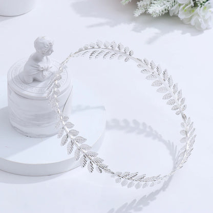 Vintage Gold Leaf Bridal Headband – Roman Greek Goddess Wedding Tiara Crown Hair Accessory for Women