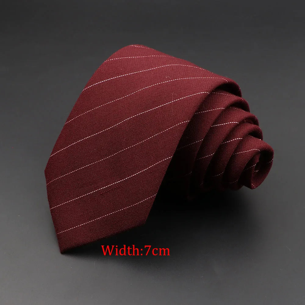 Men's 6cm Handmade Cotton Skinny Plaid Necktie – Slim Striped Grey Tie for Business, Casual & Wedding Wear