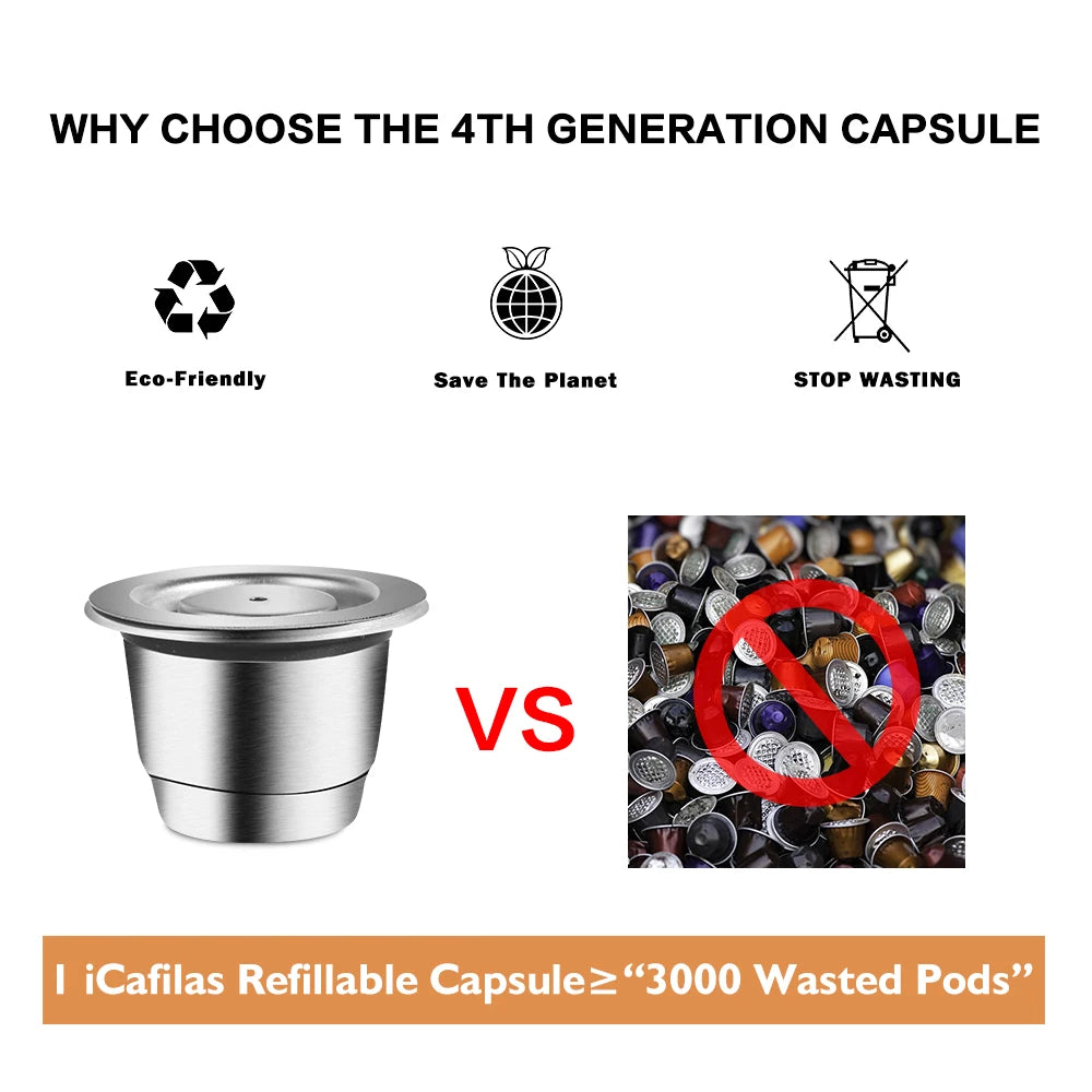 Capsules de café Nespresso réutilisables – Dosettes filtrantes à espresso en acier inoxydable, capsules de café Crema rechargeables avec design amélioré pour machine à café domestique