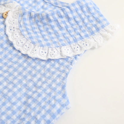 Sanlutoz Body de algodón de verano para bebé – Pelele sin mangas a cuadros de princesa para recién nacidas y bebés pequeñas