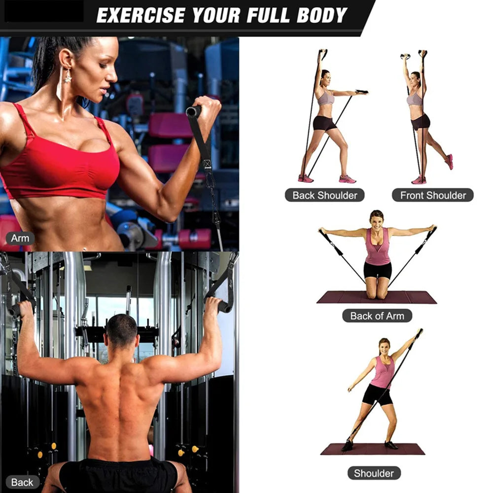 Juego de Bandas de Resistencia para Barra de Ejercicio – Expansor de Cuerda para Pilates y Yoga para Entrenamiento de Fuerza, Fisicoculturismo, Gimnasio en Casa y Ejercicios de Fitness