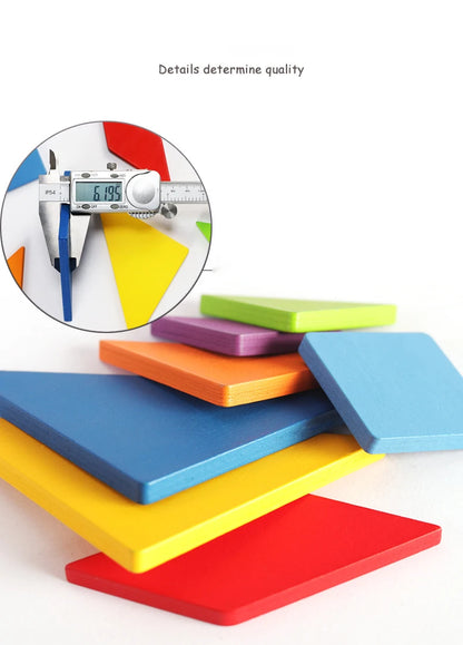 Rompecabezas de Tangram Montessori de Madera - Juego Educativo de Bloques de Construcción Preescolar, Rompecabezas Creativo de Lógica para Niños, Desarrollo Cerebral y Regalo Festivo