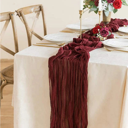 Cotton Gauze Table Runner – Rustic Dining Table Decoration for Weddings, Christmas, Parties & Holiday Home Decor