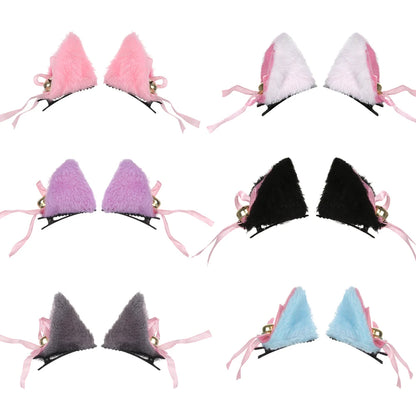 Cute Plush Cat Ear Hair Clips, Fluffy Sweet Lolita Anime Cosplay Hairpins, Kawaii Cartoon Animal Hair Accessories for Girls, Costume Parties, and Everyday Wear