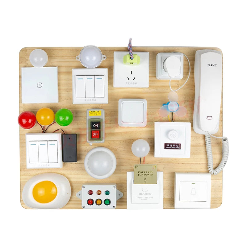 Accesorios para tablero de actividades Montessori – Piezas de tablero de actividades sensoriales DIY con enchufe eléctrico, juguetes de aprendizaje para niños