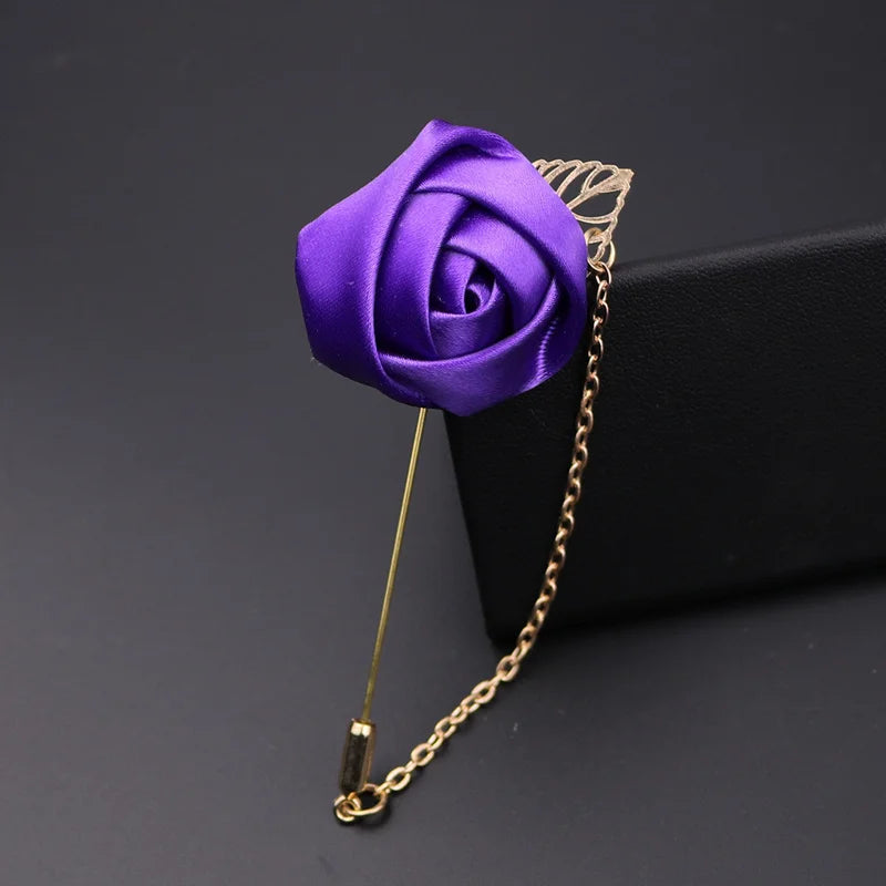 Boutonnière de seda para el novio y padrinos de boda – Pin de solapa floral para bodas, bailes de graduación y eventos formales