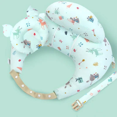 Almohada multifunción de lactancia para bebé con correa para el hombro – Almohada suave de alimentación y soporte de cabeza para recién nacidos con diseño de dibujos animados