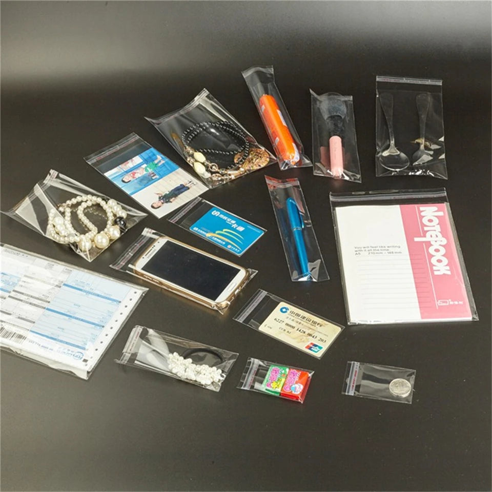 Transparent Self-Adhesive Plastic Bags – Resealable Clear Packaging Pouches for Jewelry, Pens, Candy, Cookies & Small Gift Items