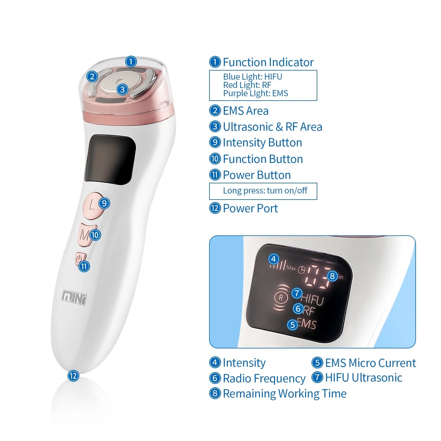 Mini HIFU Facial Lifting Device – Ultrasonic RF EMS Skin Tightening & Anti-Wrinkle Massager for Home Use