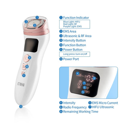 Mini HIFU Facial Lifting Device – Ultrasonic RF EMS Skin Tightening & Anti-Wrinkle Massager for Home Use