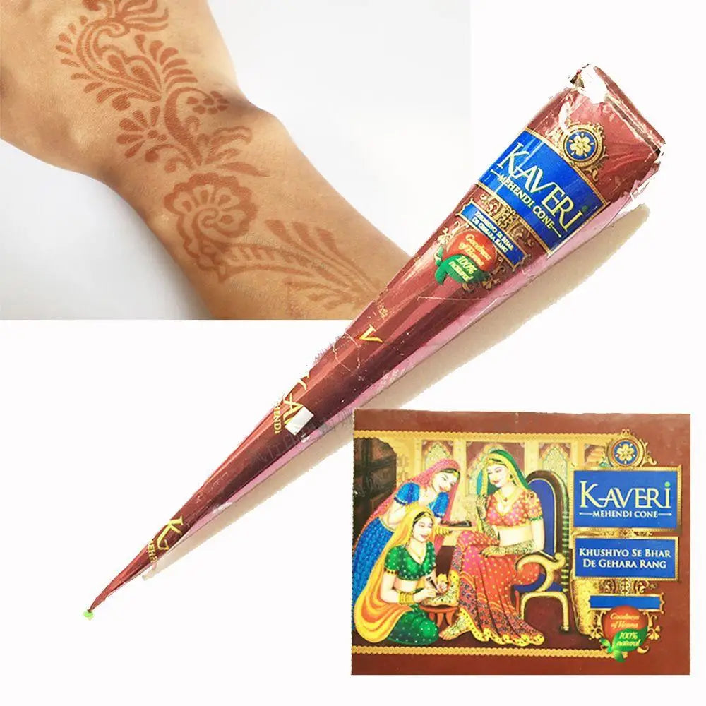 Conos de pasta de henna negra natural para tatuajes temporales – Arte corporal desechable para festivales, fiestas y bodas