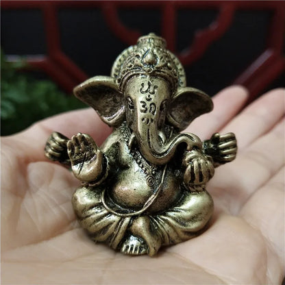 Statue de Ganesha en bronze – Figurine de sculpture du dieu éléphant hindou pour décoration de maison, de bureau, décoration spirituelle et cadeau