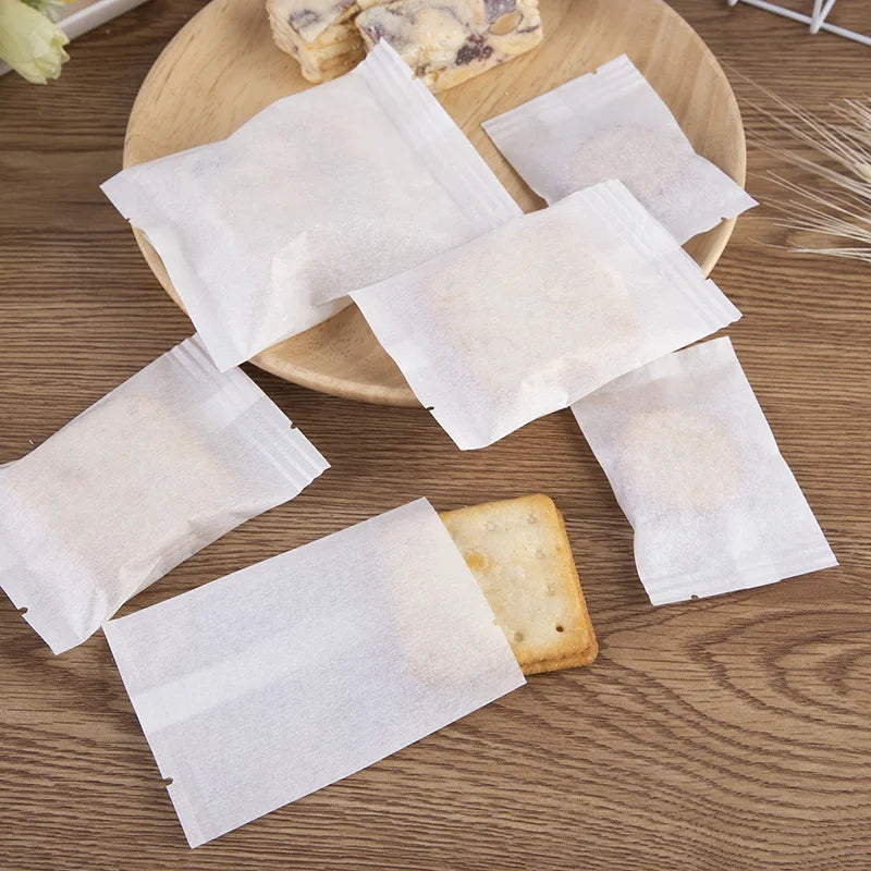 LBSISI Life 50/100PCS White Cotton Paper Candy Bags – DIY Gift Packaging Bags for Birthday, Baby Shower, Cake, Nougat & Party Favors