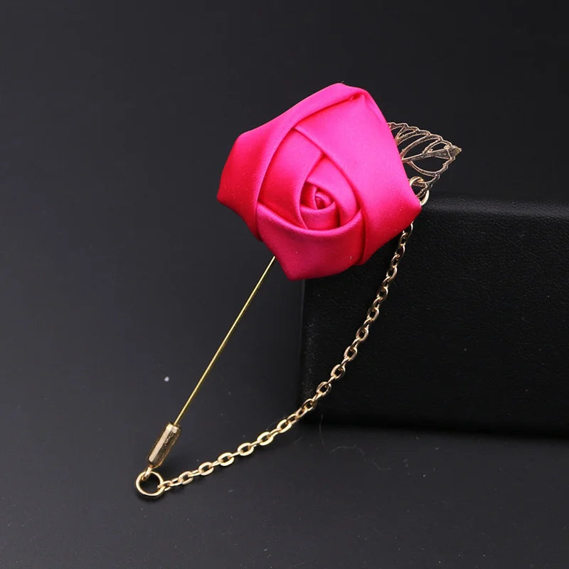 Boutonnière de seda para el novio y padrinos de boda – Pin de solapa floral para bodas, bailes de graduación y eventos formales