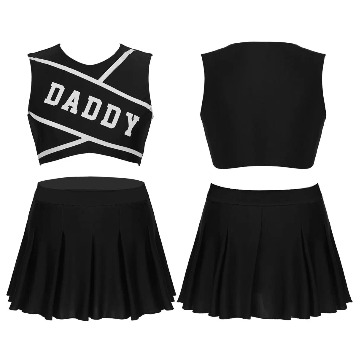 Women’s Cheerleader Cosplay Costume – Uniform Set (Crop Top + Mini Pleated Skirt, Carnival Outfit)