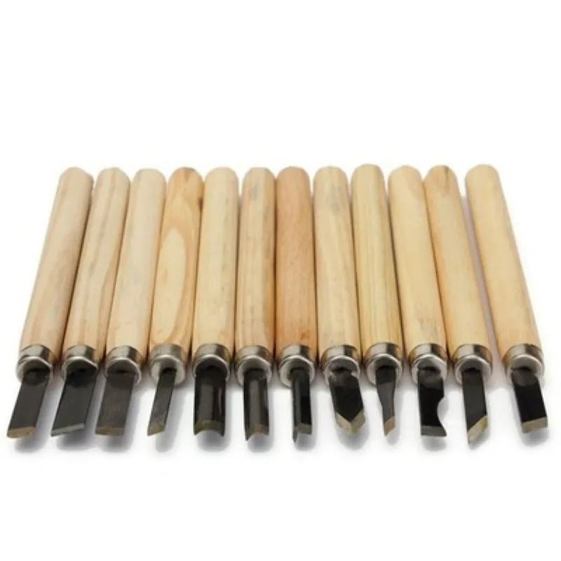 Juego de 12 formones para tallado en madera – Herramientas manuales profesionales para tallado detallado en madera