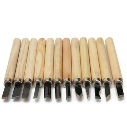 Juego de 12 formones para tallado en madera – Herramientas manuales profesionales para tallado detallado en madera