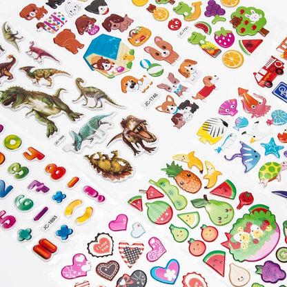 Autocollants 3D gonflés pour enfants – Feuilles d'autocollants éducatifs de dessins animés, jouet de bricolage créatif pour tout-petits, garçons et filles, cadeau d'activité artistique amusante