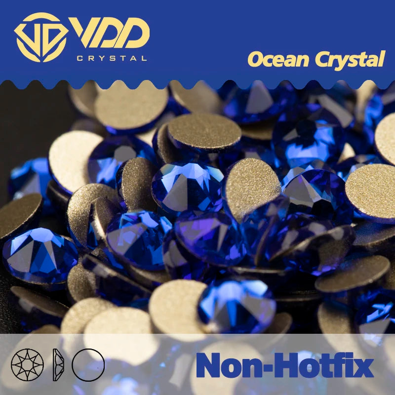 VDD 2088 Crystal Flower Nail Rhinestones – Non-Hotfix 8 Big & 8 Small Flatback Gems for Nail Art & DIY Decorations