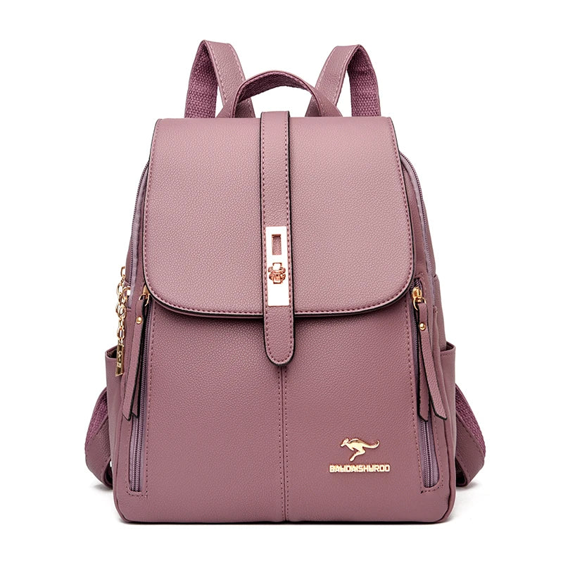 Women's Large-Capacity Leather Backpack Purse – High-Quality Vintage Rucksack for School, Travel, Work & Everyday Use, Stylish Ladies' Bookbag