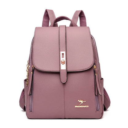 Women's Large-Capacity Leather Backpack Purse – High-Quality Vintage Rucksack for School, Travel, Work & Everyday Use, Stylish Ladies' Bookbag