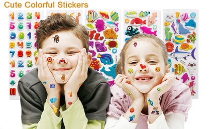 Autocollants 3D gonflés pour enfants – Feuilles d'autocollants éducatifs de dessins animés, jouet de bricolage créatif pour tout-petits, garçons et filles, cadeau d'activité artistique amusante