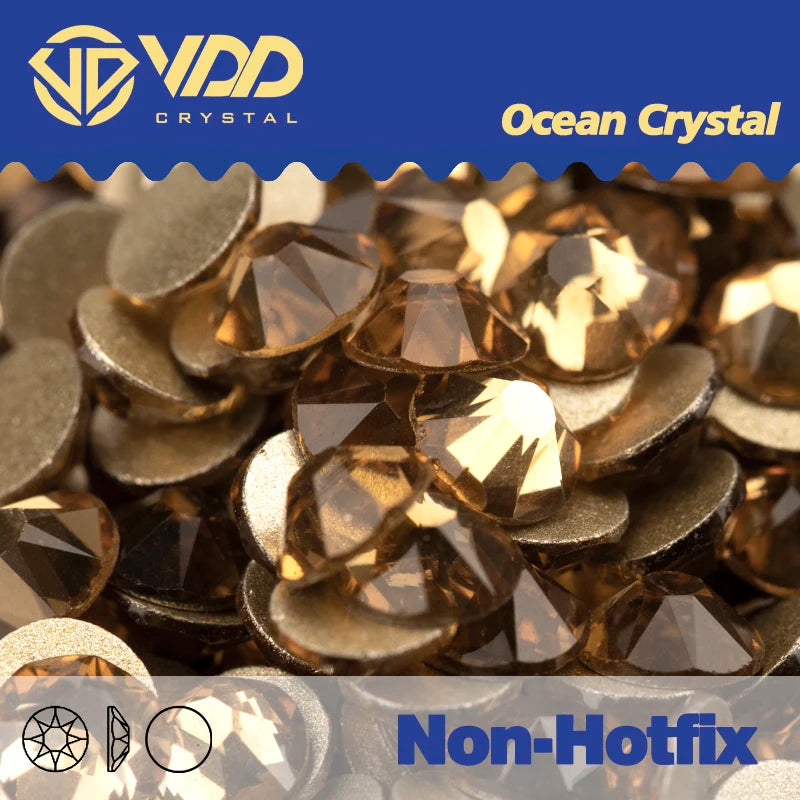 VDD 2088 Crystal Flower Nail Rhinestones – Non-Hotfix 8 Big & 8 Small Flatback Gems for Nail Art & DIY Decorations