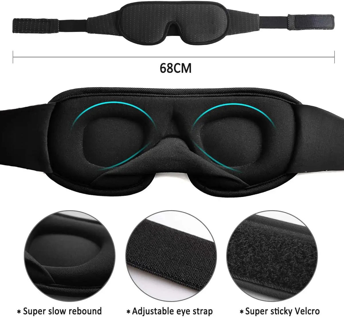 Mascarilla 3D para dormir con bloqueo de luz – Antifaz acolchado suave para quienes duermen de lado y boca arriba