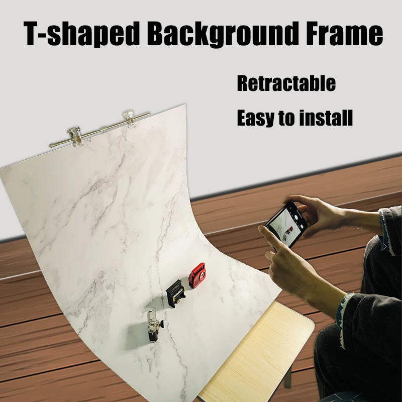 Support de fond de photographie en T réglable – Système de support de toile de fond avec pinces pour studio et vidéo