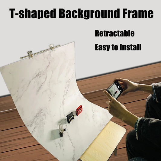 Soporte de fondo de fotografía ajustable en forma de T – Sistema de soporte de fondo con abrazaderas para estudio y video