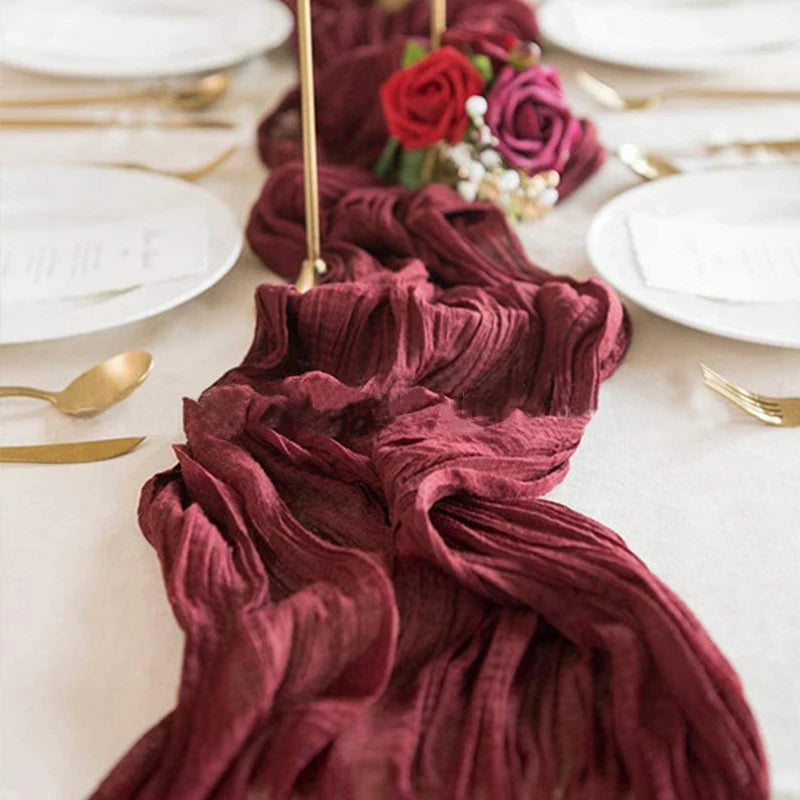 Cotton Gauze Table Runner – Rustic Dining Table Decoration for Weddings, Christmas, Parties & Holiday Home Decor