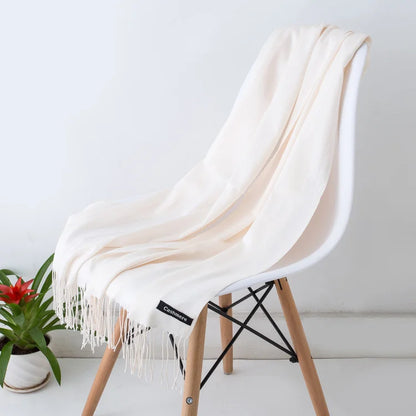 Bufanda de cachemira sólida para mujer – Chal Pashmina cálido de otoño invierno con diseño de borlas, accesorio de moda Foulard para hombres y mujeres