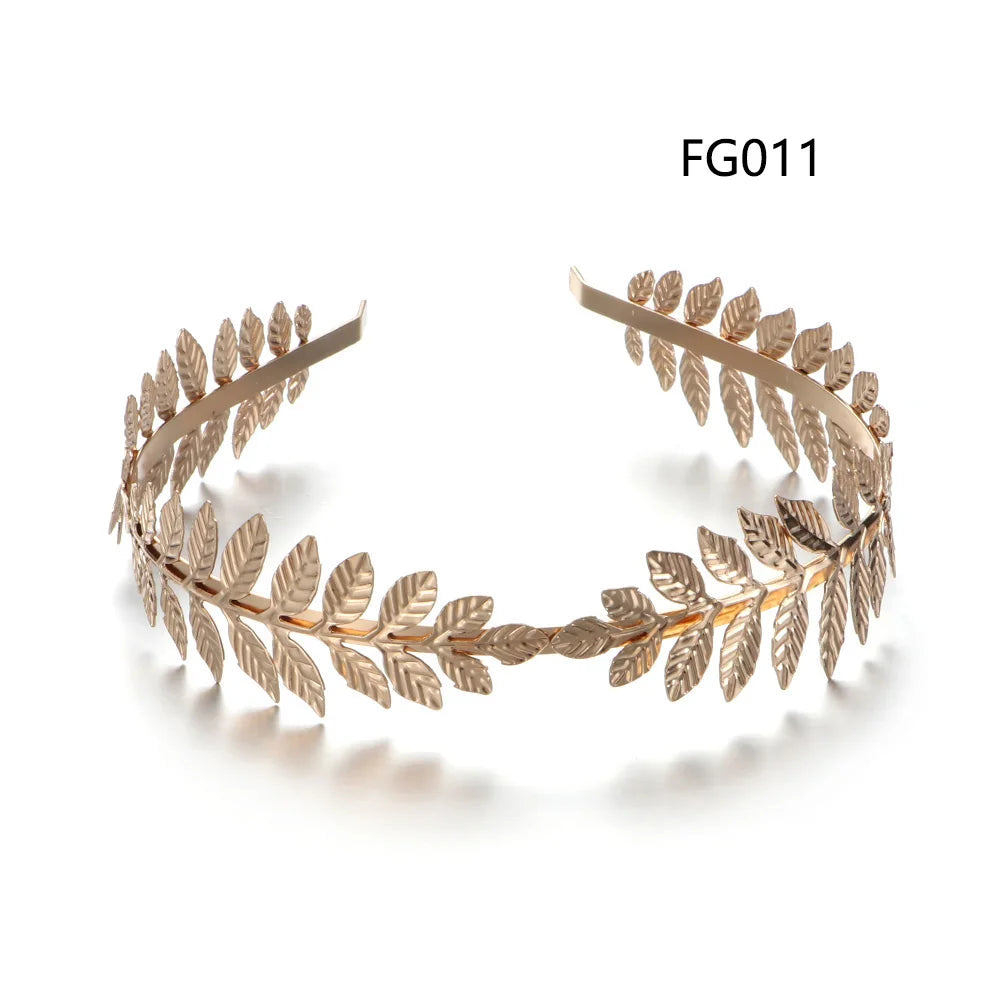 Vintage Gold Leaf Bridal Headband – Roman Greek Goddess Wedding Tiara Crown Hair Accessory for Women