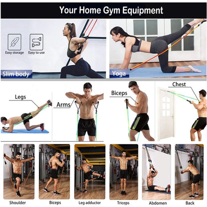 Juego de Bandas de Resistencia para Barra de Ejercicio – Expansor de Cuerda para Pilates y Yoga para Entrenamiento de Fuerza, Fisicoculturismo, Gimnasio en Casa y Ejercicios de Fitness