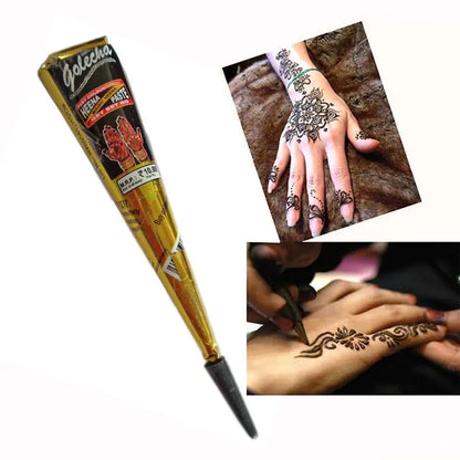 Conos de pasta de henna negra natural para tatuajes temporales – Arte corporal desechable para festivales, fiestas y bodas