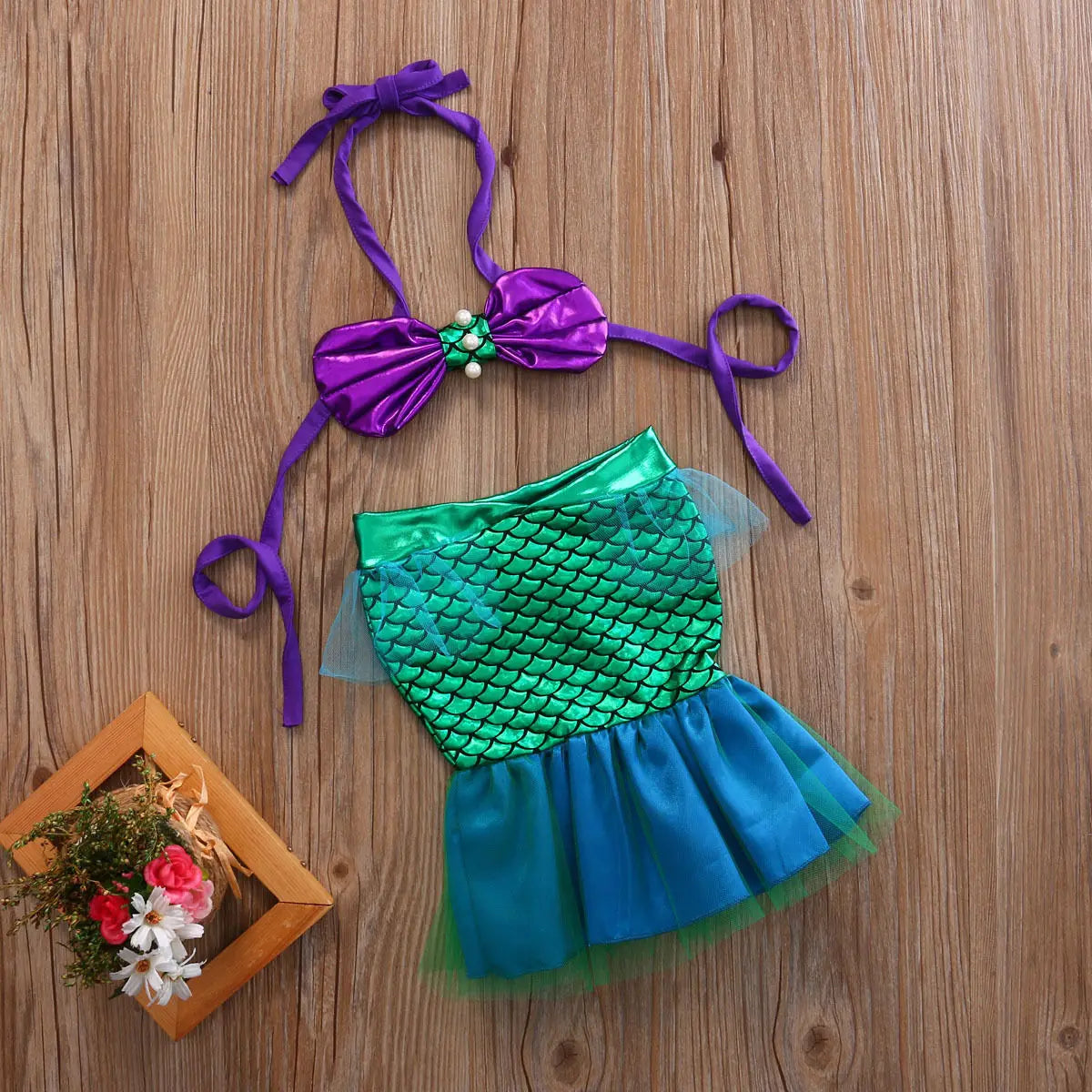 Baby Girls Summer Swimsuit Set – Chiffon Scale Dress Bikini Outfit for Newborn & Infant Beach Wear