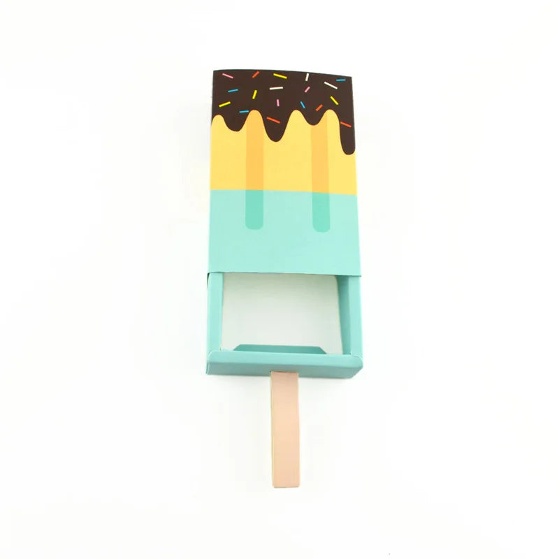 Boîtes à bonbons en papier kraft en forme de crème glacée 5/10 PCS avec plateau coulissant pour pop-corn, cadeaux de fête et emballages cadeaux d'anniversaire
