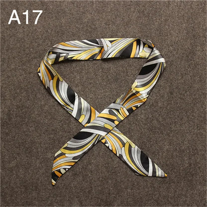 Women's Skinny Silk Scarf – Fashion Handle Bag Twilly Wrap, Versatile Head Scarf & Bag Decoration Accessory
