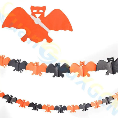 Halloween Paper Chain Garland – Spider, Pumpkin, Ghost & Bat Hanging Decorations with Pull-Flower Banner for Halloween Parties
