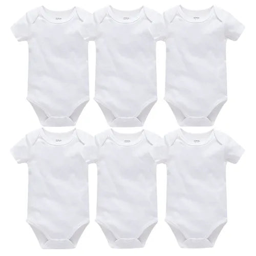 Kavkas Ropa de algodón para bebés – Juego de mamelucos de manga corta de 3 o 5 piezas para recién nacidos, para niños y niñas, mamelucos blancos sólidos de 0 a 24 meses, ropa suave de uso diario para bebés