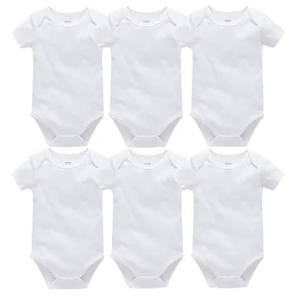 Kavkas Ropa de algodón para bebés – Juego de mamelucos de manga corta de 3 o 5 piezas para recién nacidos, para niños y niñas, mamelucos blancos sólidos de 0 a 24 meses, ropa suave de uso diario para bebés