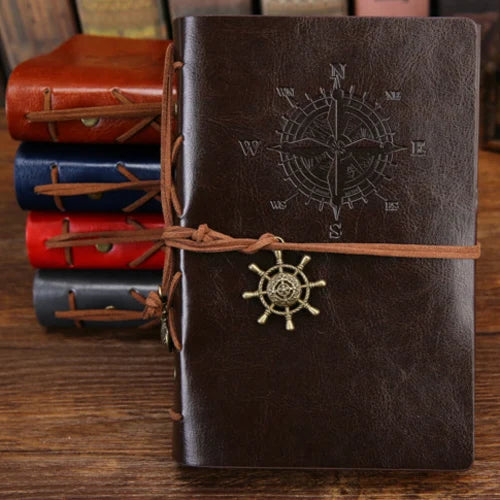 Retro Spiral Leather Notebook – Vintage Pirate Journal with Refillable Pages