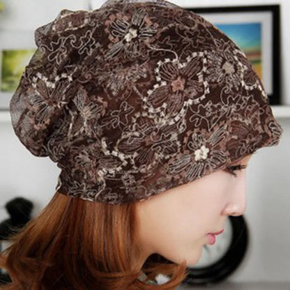 Women's Summer Floral Hat – Lightweight Polyester Bonnet Cap for Adults, Casual Fashion Beanie & Skull Cap for Ladies