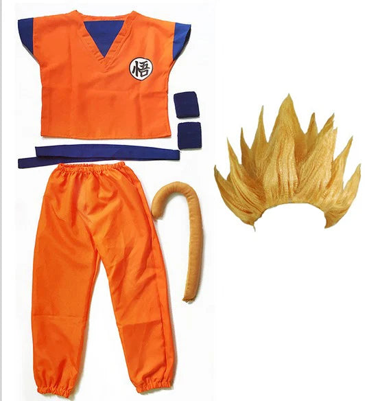 Dragon Cosplay Costume Set – Top, Pants, Belt, Tail, Wrist Accessories, Wig & Shoes for Adults & Kids, Halloween Party & Dress-Up