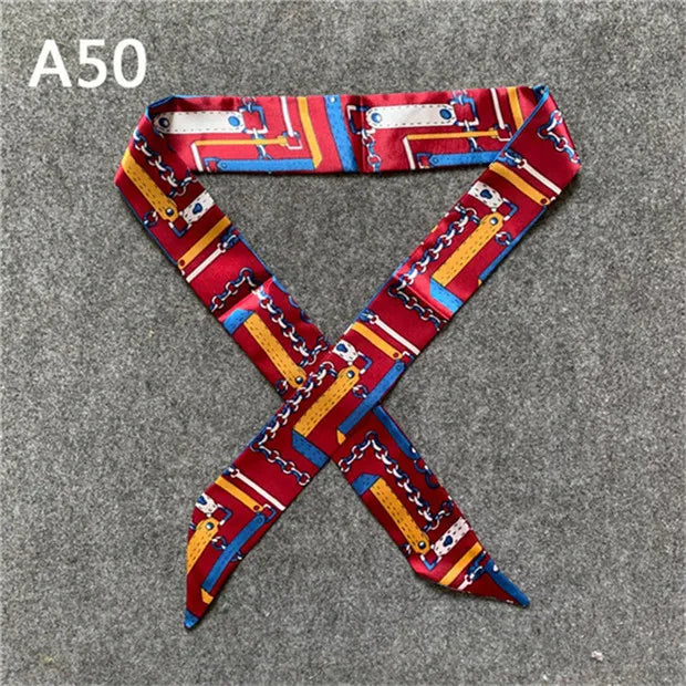 Women's Skinny Silk Scarf – Fashion Handle Bag Twilly Wrap, Versatile Head Scarf & Bag Decoration Accessory