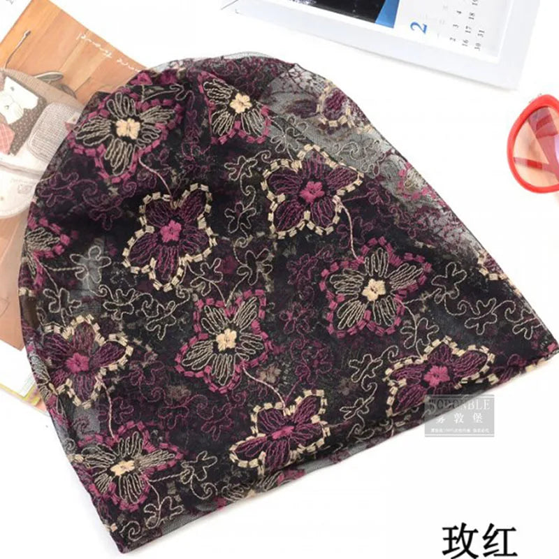 Women's Summer Floral Hat – Lightweight Polyester Bonnet Cap for Adults, Casual Fashion Beanie & Skull Cap for Ladies